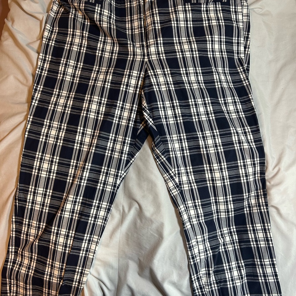 Ann Taylor Women’s Navy and White Plaid Chinos